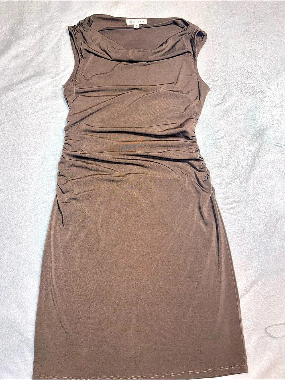 Katia Rae Ruched Mini Dress in Brown Size Medium